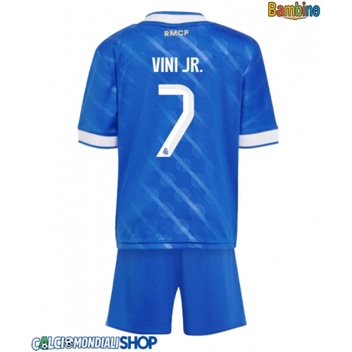 Maglie da calcio Real Madrid Vinicius Junior #7 Terza Maglia Bambino 2025-26 Manica Corta + Pantaloni corti)